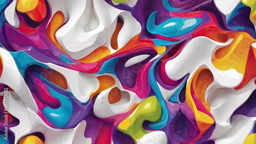Abstract vivid colorful organic forms on canvas, modern poster, room decoration