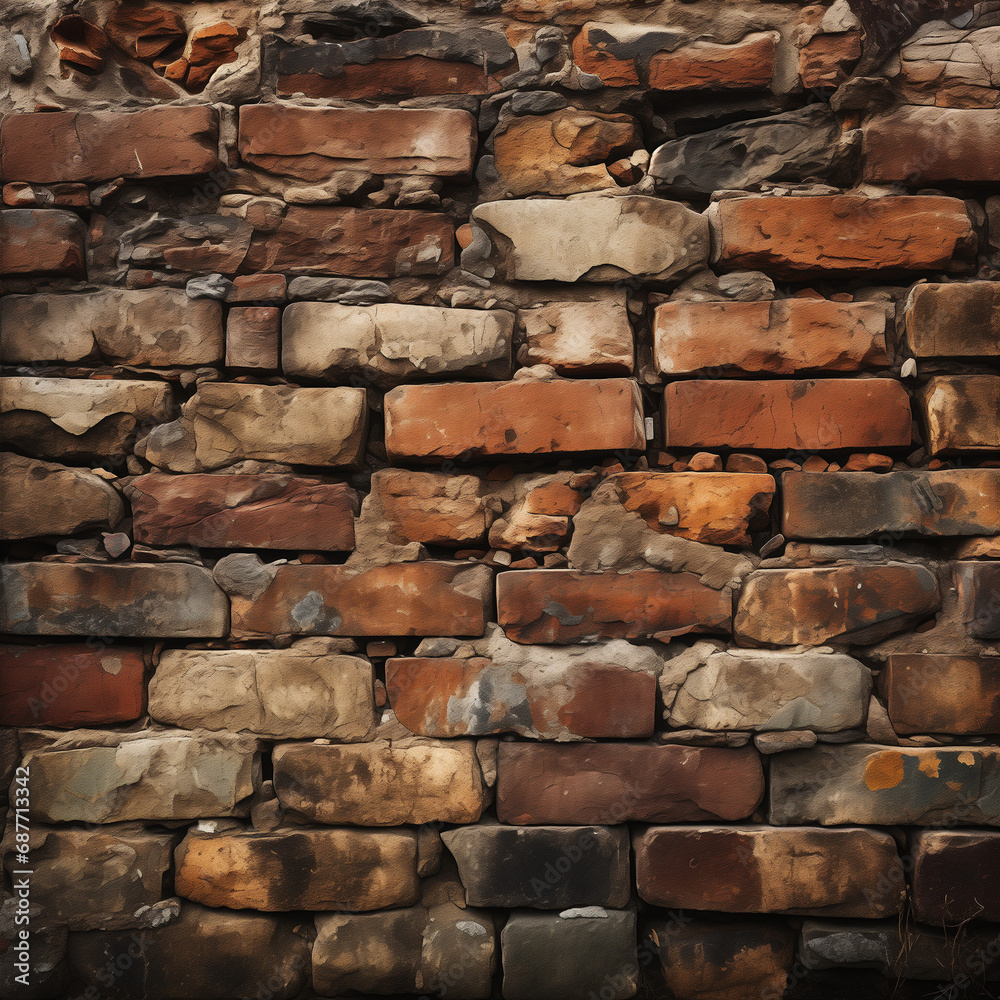 A close-up of a brick wall, where each brick and its natural texture are distinctly visible. A close-up of a brick wall, where each brick and its natural texture are distinctly visible.