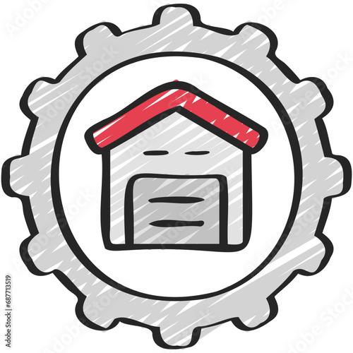 Warehouse Management Cog Icon