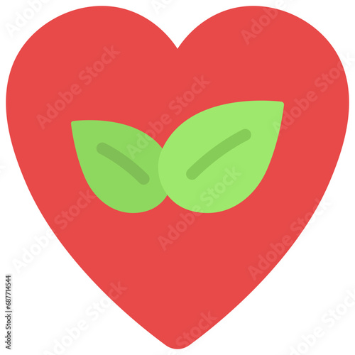 Heart With Leaves Icon