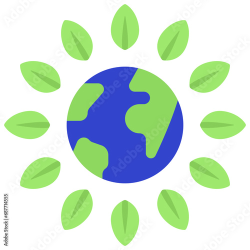 Globe With Leaves Cycle Icon