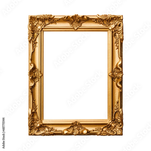  Decorative vintage frames and borders, Gold photo frame with corner isolated on transparent background, border design is pattern , clipping path, png file, 