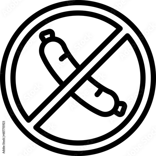 No Sausage Meat Sign Icon