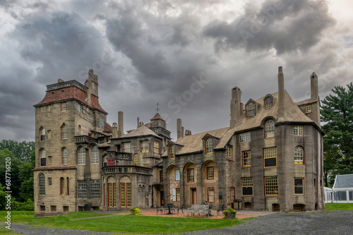 Ominous clouds over Fonthill Castle in Doylestown Pennsylvania 