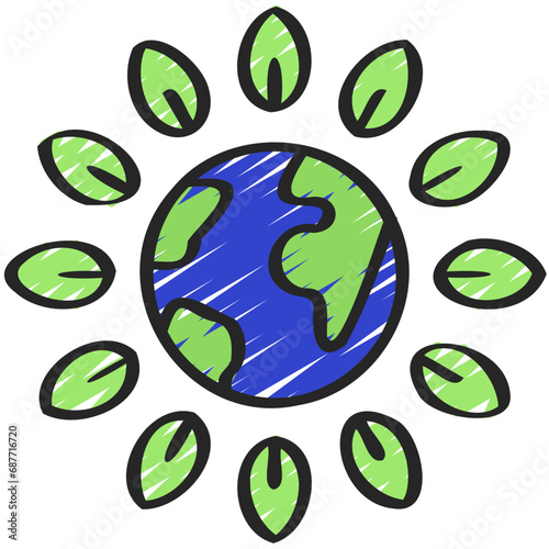 Globe With Leaves Cycle Icon