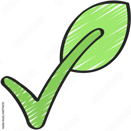 Green Leaf Check Mark Icon