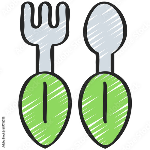 Green Leaves Cutlery Icon