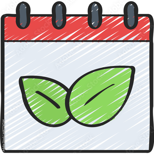 Vegetarian Day Calendar Leaves Icon