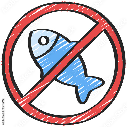 No Fish Sign Icon