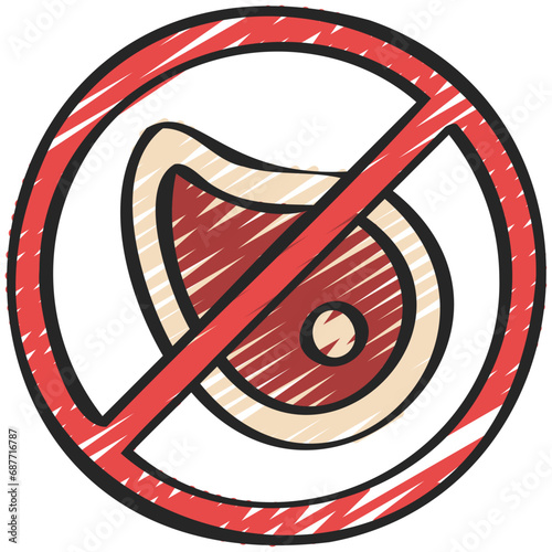 No Meat Sign Icon