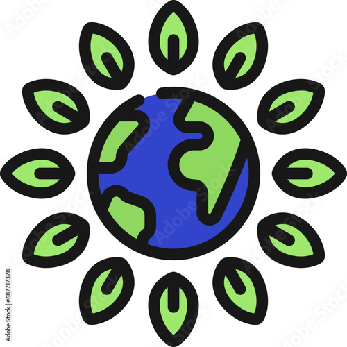 Globe With Leaves Cycle Icon