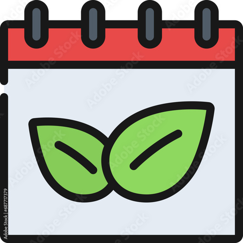 Vegetarian Day Calendar Leaves Icon