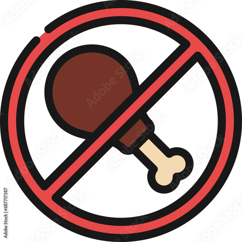No Meat Sign Icon