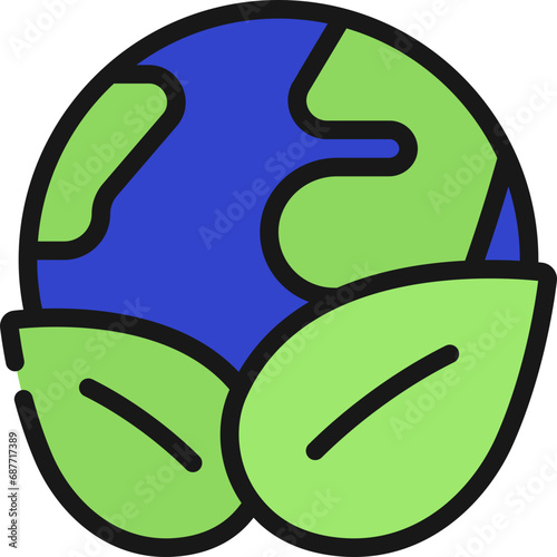 Green Leaves World Icon