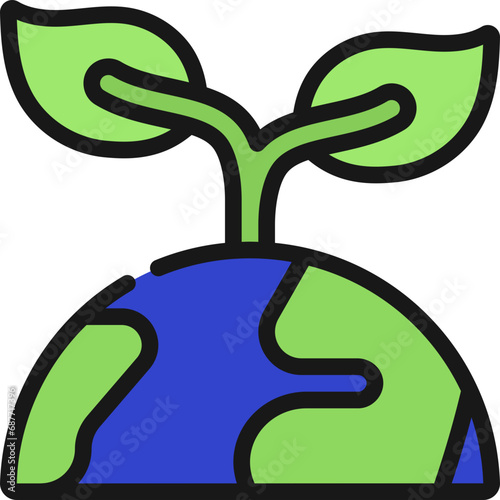 World With Leaves Growing Icon
