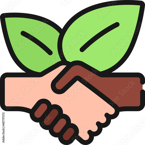 Vegetarian Leaves Handshake Icon