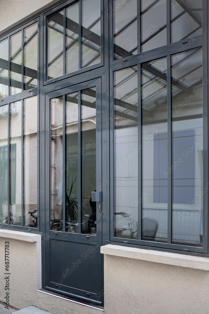 Glass installation in an interior courtyard in Paris Glass installation in an interior courtyard in Paris