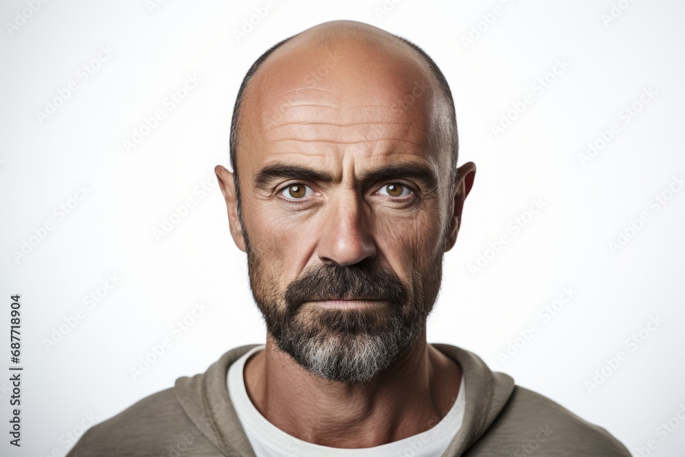 Portrait of a mature man with beard and mustache on white background Portrait of a mature man with beard and mustache on white background