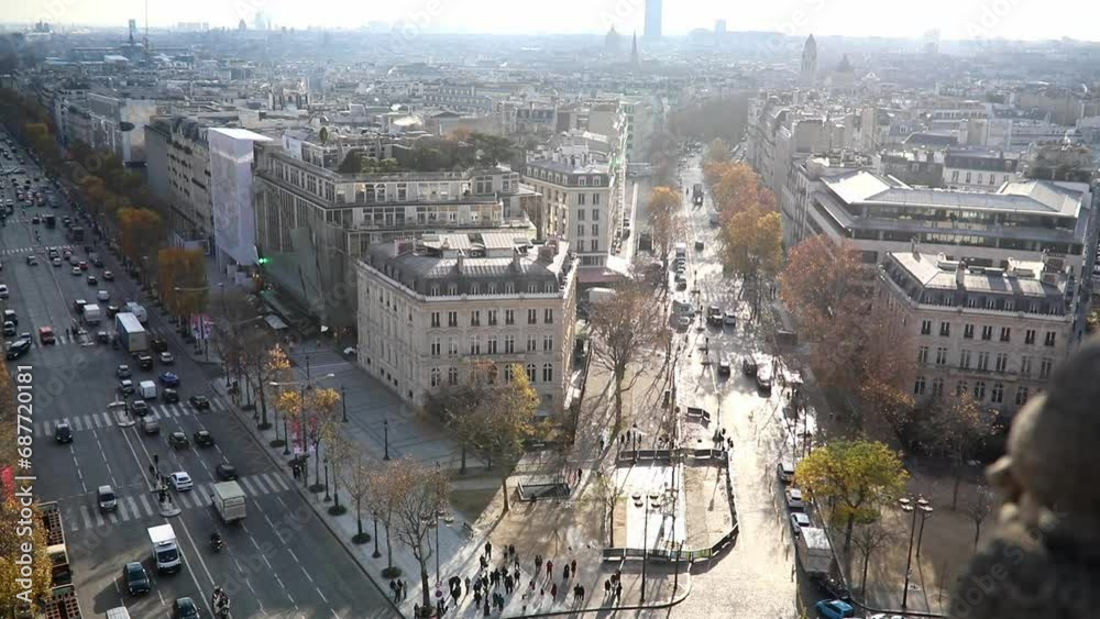 Aerial panoramic cityscape view of Paris, France with Champs Elysees street Aerial panoramic cityscape view of Paris, France with Champs Elysees street