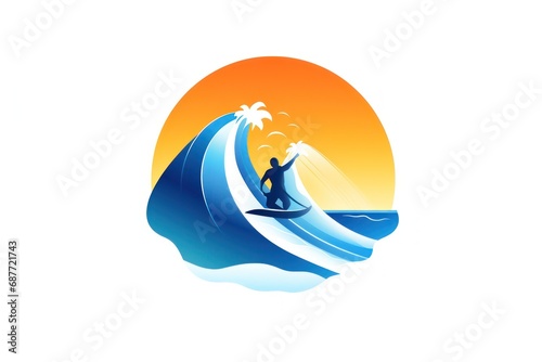 Surfing icon on white background 