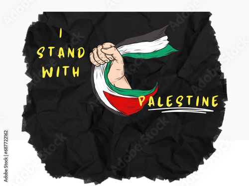I stand with Palestine black and white 