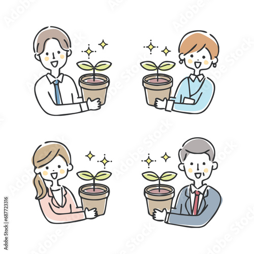 植物を育てるビジネスの人々