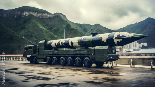 Strategic ballistic missiles. Nuclear warheads ready to fire from scud photo