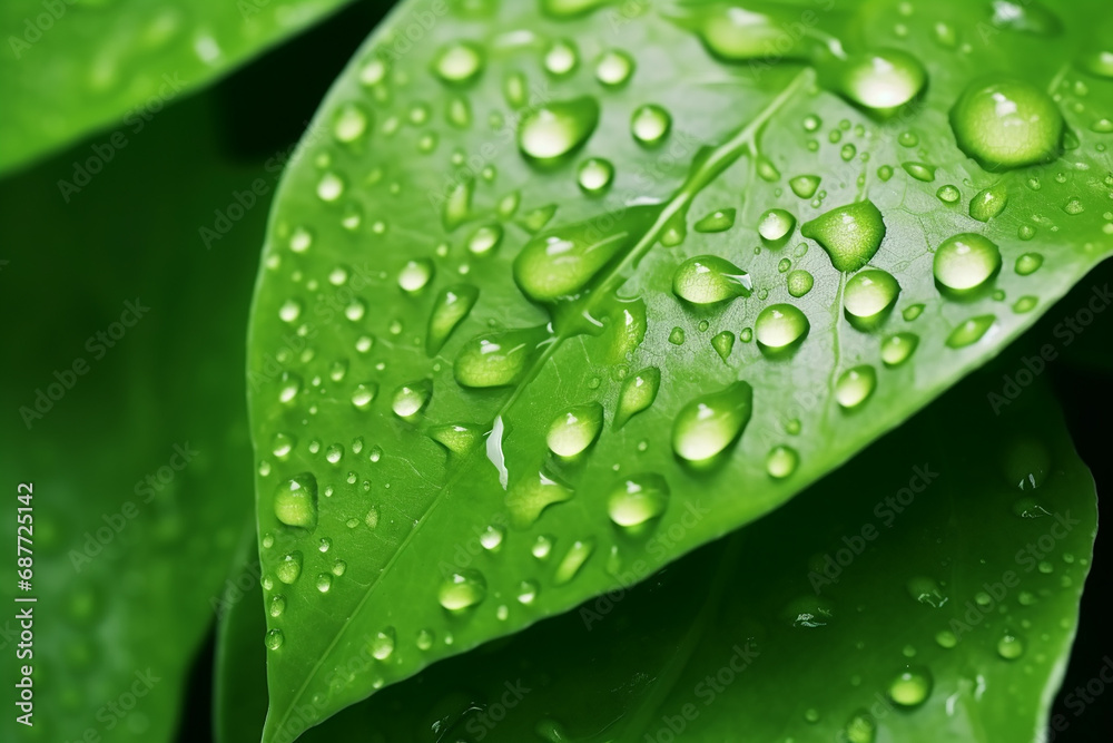 Refreshing Green Leaf with Drops of Water Created with Generative AI Tools Refreshing Green Leaf with Drops of Water Created with Generative AI Tools