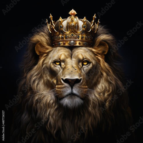 Illustration of Lion with a shiny crown
