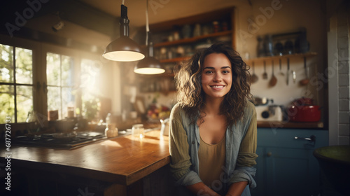 smiling woman in cozy, well...