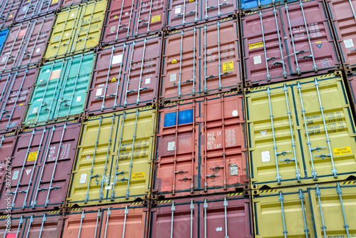 standard shipping containers in a container terminal photo