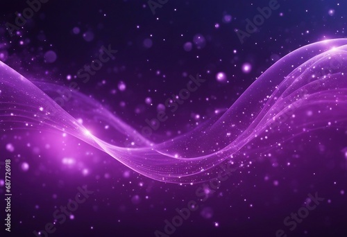 Digital purple particles wave and light abstract background with shining dots stars