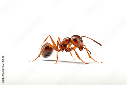 Red ant isolated on white background.generative ai
