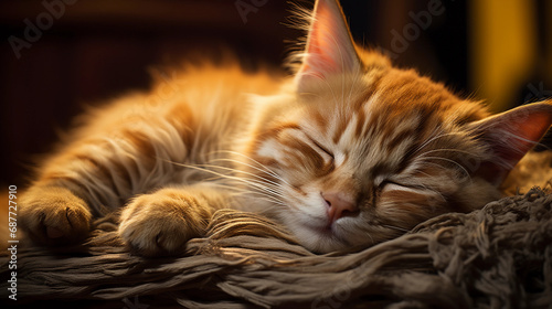 A Close-Up of a Cat Sleeping, Capturing the Serenity and Tranquility of Feline Dreams in a Cozy and Peaceful Moment © Linus