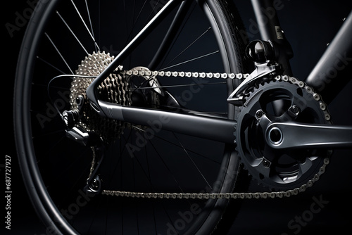 Mountain bike in beautiful studio lighting close view on dark background.generative ai photo