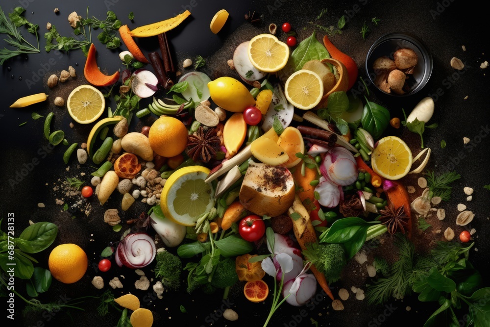 Naklejka premium Zero Waste Kitchen Delicacies from Food Scraps. Top View