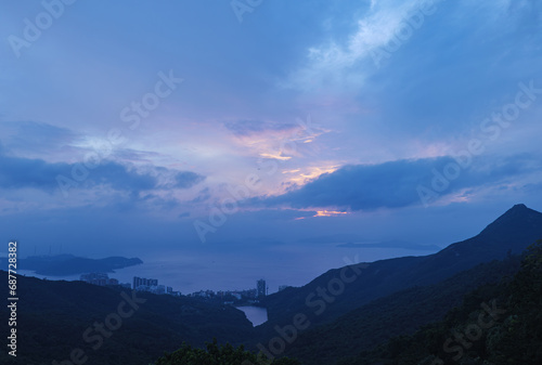 Hongkong bay sunset landscape 