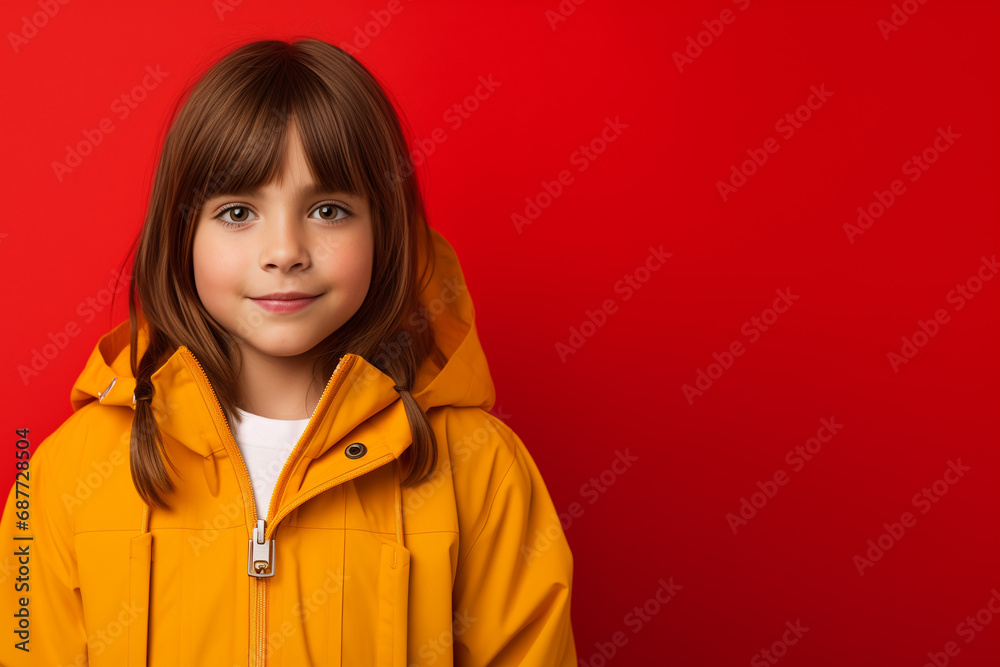 an 10 Year old canadian girl. red and yellow concept. kids. an 10 Year old canadian girl. red and yellow concept. kids.
