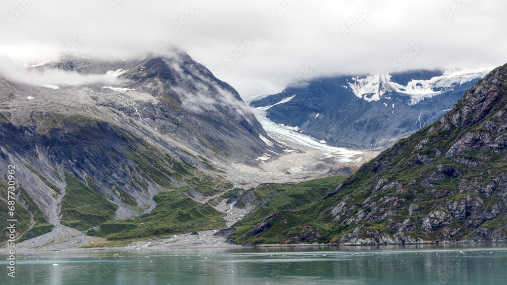 Receding Glacier That Empties into Glacier Bay, Alaska. Illustrating Global Warming
