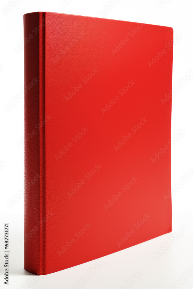 Red book standing on white surface