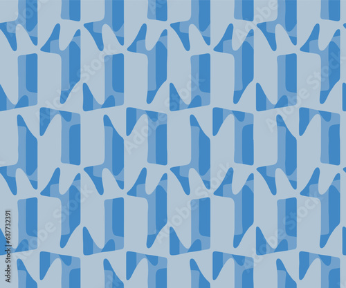 Full seamless geometric shapes pattern background. Blue white vector for decoration. Texture design for textile fabric print and wallpaper. For fashion and home design.