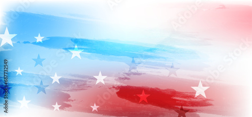 Concept USA flag abstract grunge blot background. American Independence Day modern vector design