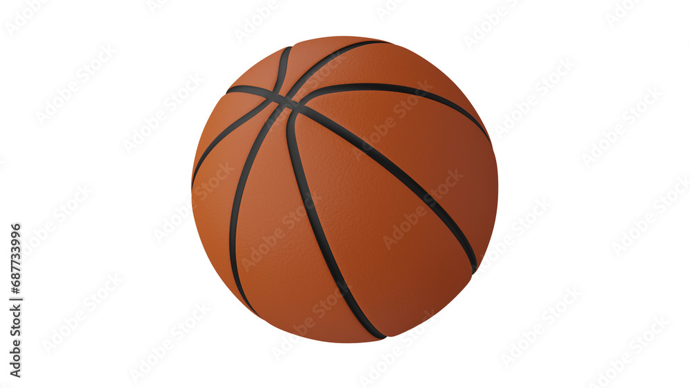 Classic basketball ball isolated on white and transparent background. Basketball concept. 3D render 