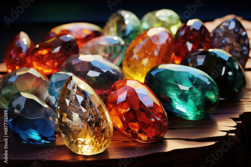 A display of diverse and vibrant gemstones  each reflecting the unique beauty of natural minerals. Concept of geological diversity. Generative Ai.