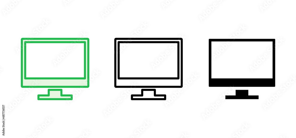 Computer icon set. computer monitor icon vector.