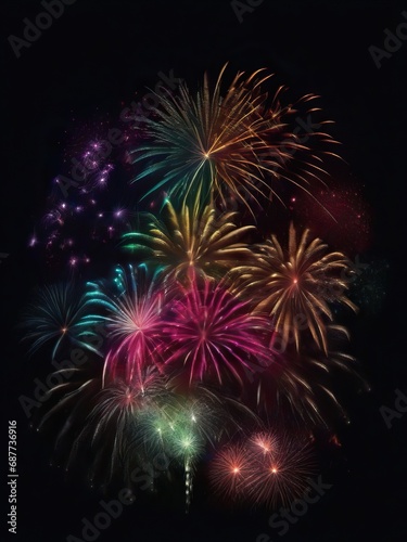 Beautiful multicolored fireworks on a black background