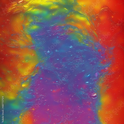 Abstract blur image of colored soft spots and gradients through wet glass.
