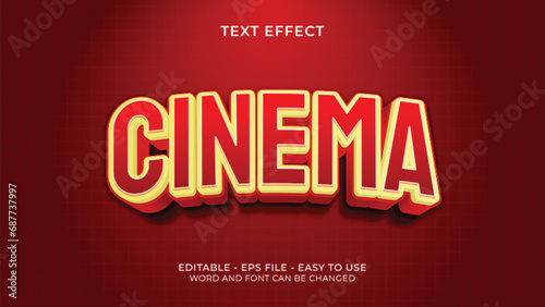 CINEMA text effect in red color