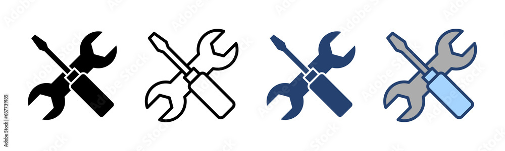 Repair tools icon vector. tool sign and symbol. setting icon. Wrench and screwdriver. Service Repair tools icon vector. tool sign and symbol. setting icon. Wrench and screwdriver. Service