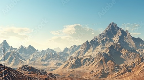 Sharp peaks of mountains with sharp peaks in the distance photo